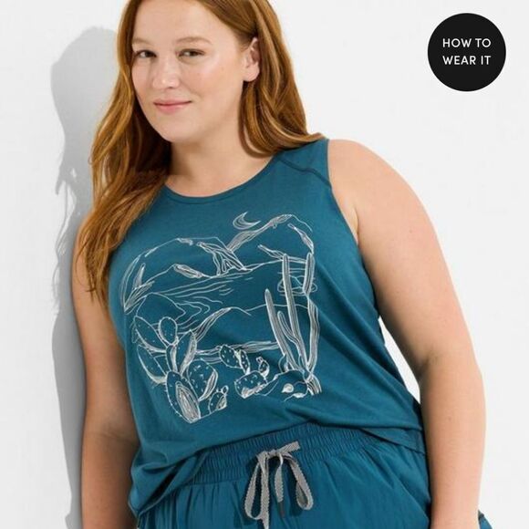 Torrid Happy Camper Performance Cotton High Neck Active Tank - Picture 1 of 4